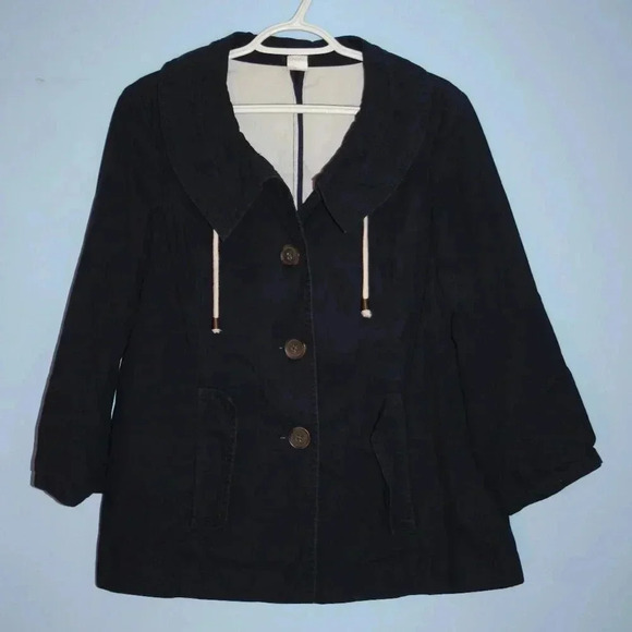 J. Crew Button Front Jacket Navy Blue Size 10 VINTAGE Women's - Picture 2 of 16
